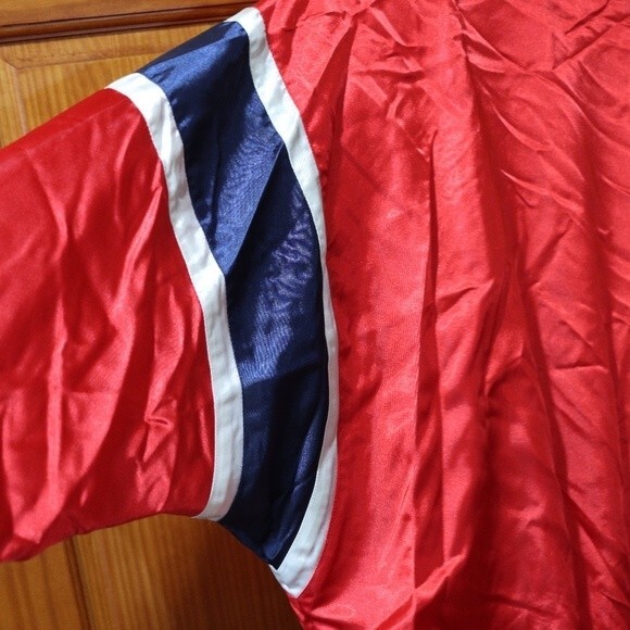 Lizsport Vintage Red & Blue Sateen Bomber Jacket Nylon Medium Sporty 80s/90s - Picture 11 of 15